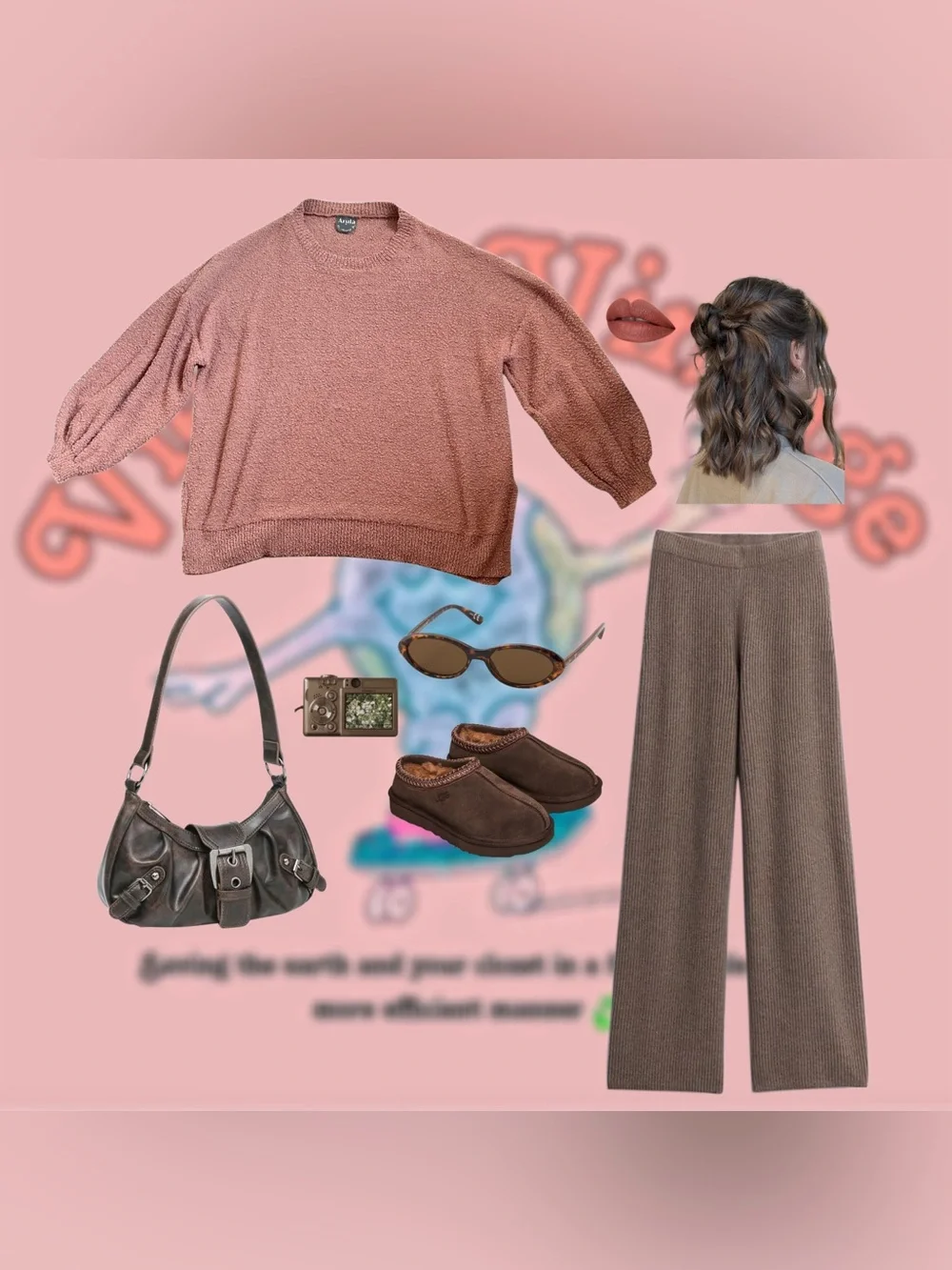 ARULA Mauve Cozy Bubble Fuzz Pullover Sweater